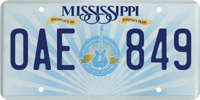 MS license plate OAE849