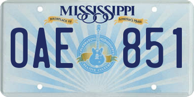 MS license plate OAE851