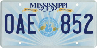 MS license plate OAE852