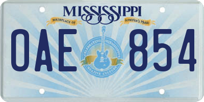 MS license plate OAE854