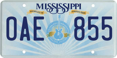 MS license plate OAE855