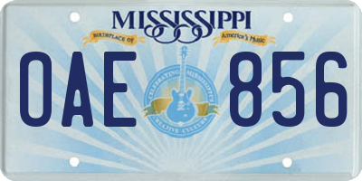 MS license plate OAE856