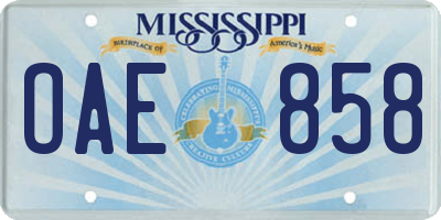 MS license plate OAE858