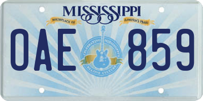 MS license plate OAE859