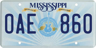 MS license plate OAE860