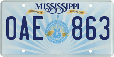 MS license plate OAE863