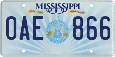 MS license plate OAE866
