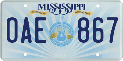 MS license plate OAE867