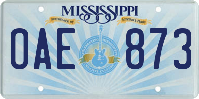 MS license plate OAE873