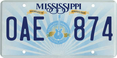 MS license plate OAE874