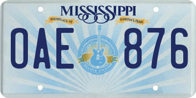 MS license plate OAE876