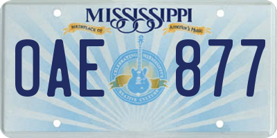MS license plate OAE877