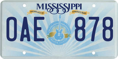 MS license plate OAE878