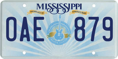 MS license plate OAE879