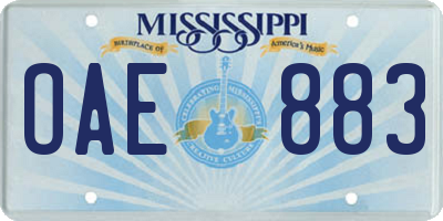 MS license plate OAE883