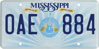 MS license plate OAE884