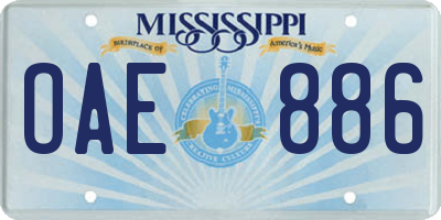 MS license plate OAE886