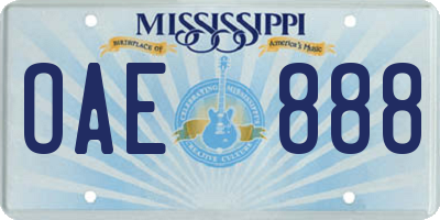 MS license plate OAE888