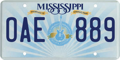 MS license plate OAE889