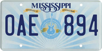 MS license plate OAE894