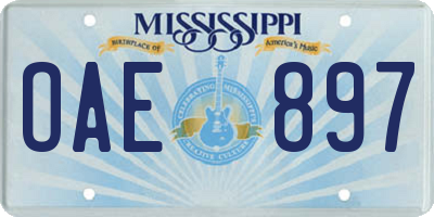 MS license plate OAE897