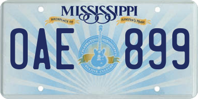 MS license plate OAE899