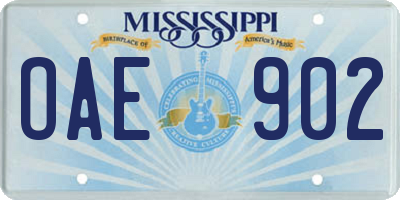 MS license plate OAE902