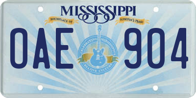 MS license plate OAE904