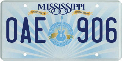 MS license plate OAE906