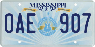 MS license plate OAE907