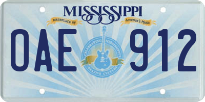 MS license plate OAE912