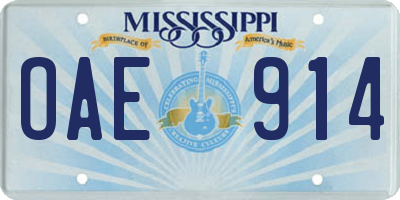 MS license plate OAE914