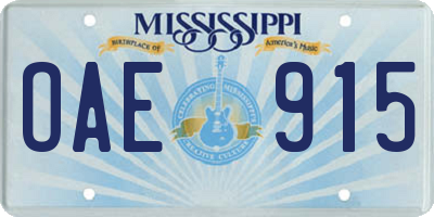MS license plate OAE915