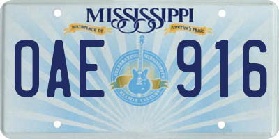 MS license plate OAE916