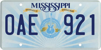 MS license plate OAE921