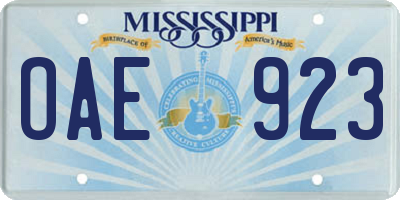 MS license plate OAE923