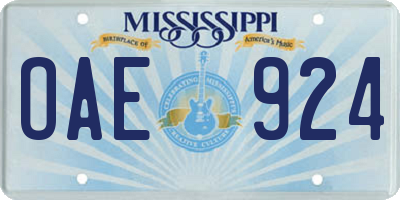 MS license plate OAE924