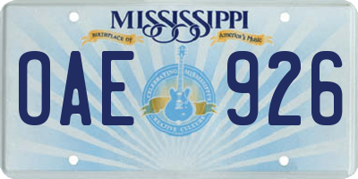 MS license plate OAE926