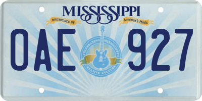 MS license plate OAE927