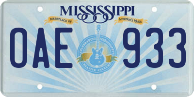 MS license plate OAE933
