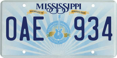 MS license plate OAE934