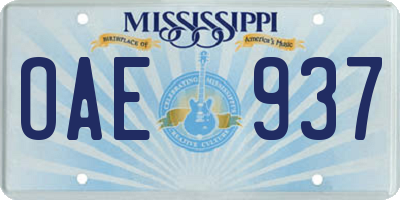 MS license plate OAE937