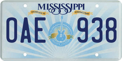 MS license plate OAE938