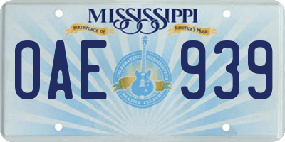 MS license plate OAE939