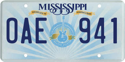 MS license plate OAE941