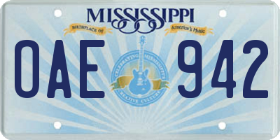 MS license plate OAE942