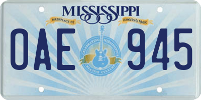 MS license plate OAE945