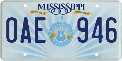 MS license plate OAE946