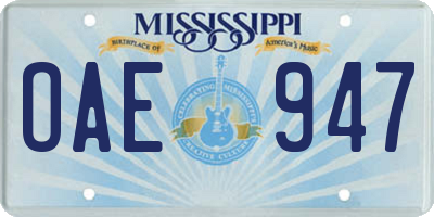 MS license plate OAE947