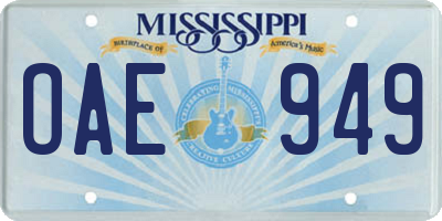 MS license plate OAE949
